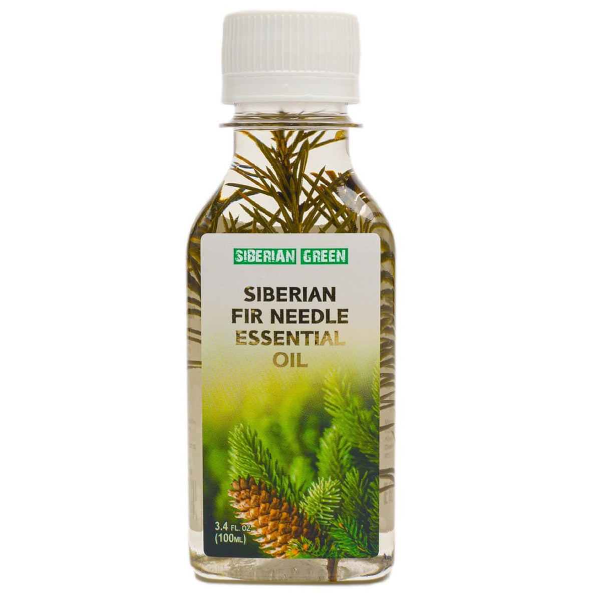 Siberian Green Fir Needle Essential Oil 3.4 oz - 100% Pure Finest Undiluted with Original Siberian Pine Branch Inside