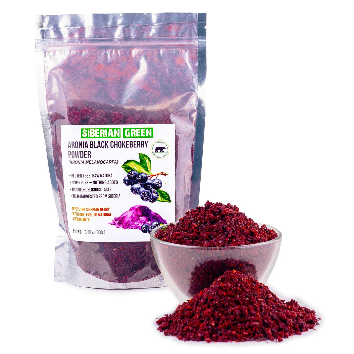 Aronia Black Chokeberry Dried Berries Powder Juice Tea 300g (10.58oz) Wild Harvested Melanocarpa from Altai