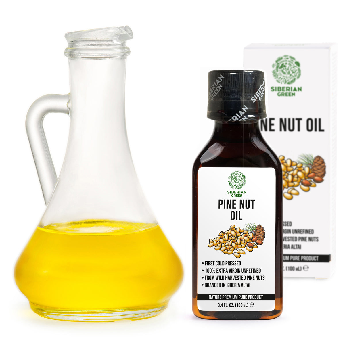 100% Siberian Pine Nut Oil Extra Virgin First Cold Pressed Premium 100ml 3.4oz