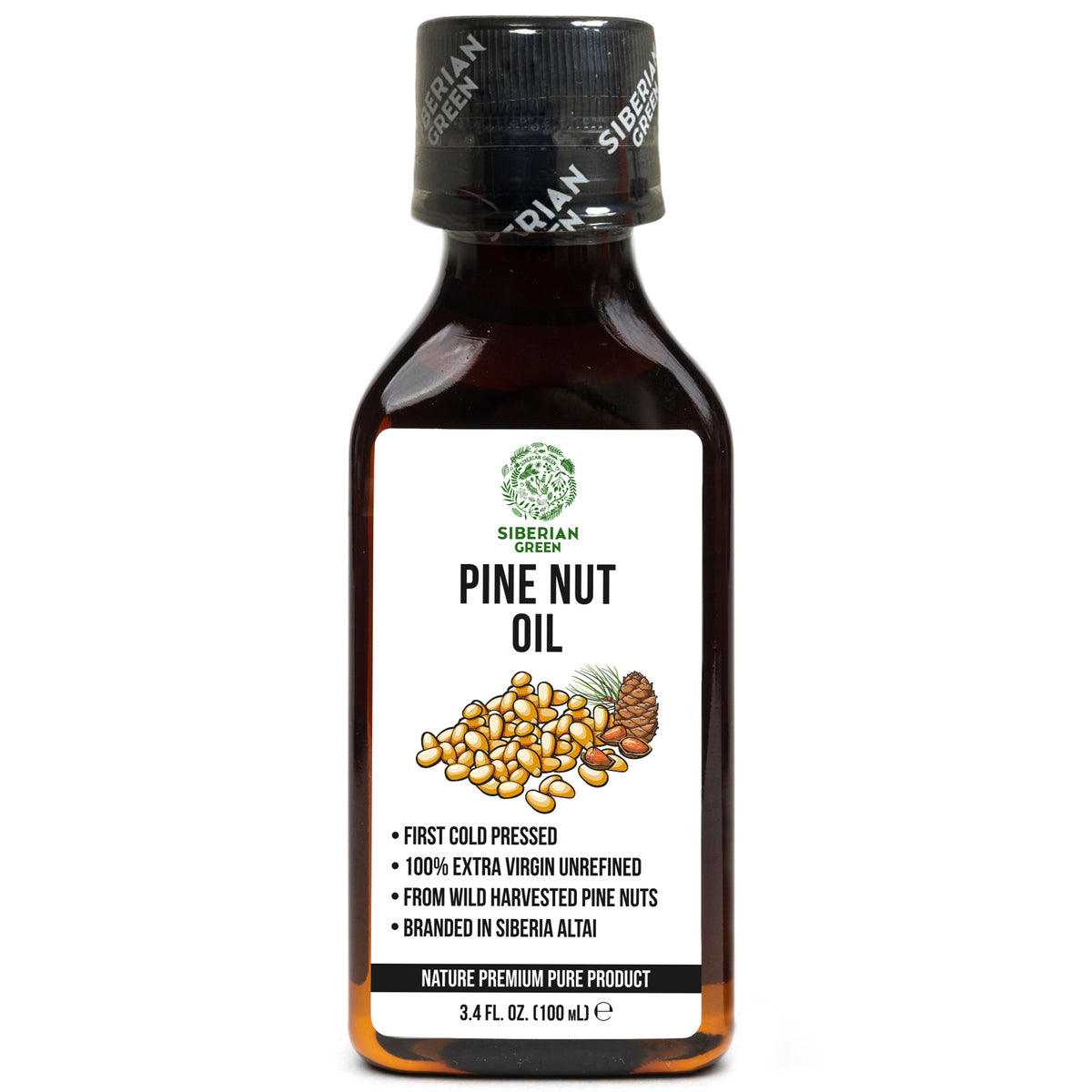 100% Siberian Pine Nut Oil Extra Virgin First Cold Pressed Premium 100ml 3.4oz