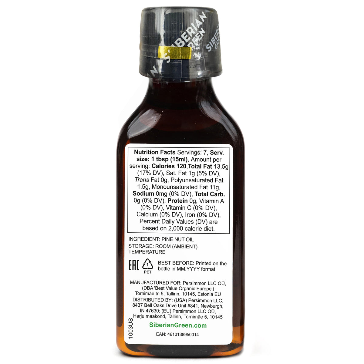 100% Siberian Pine Nut Oil Extra Virgin First Cold Pressed Premium 100ml 3.4oz