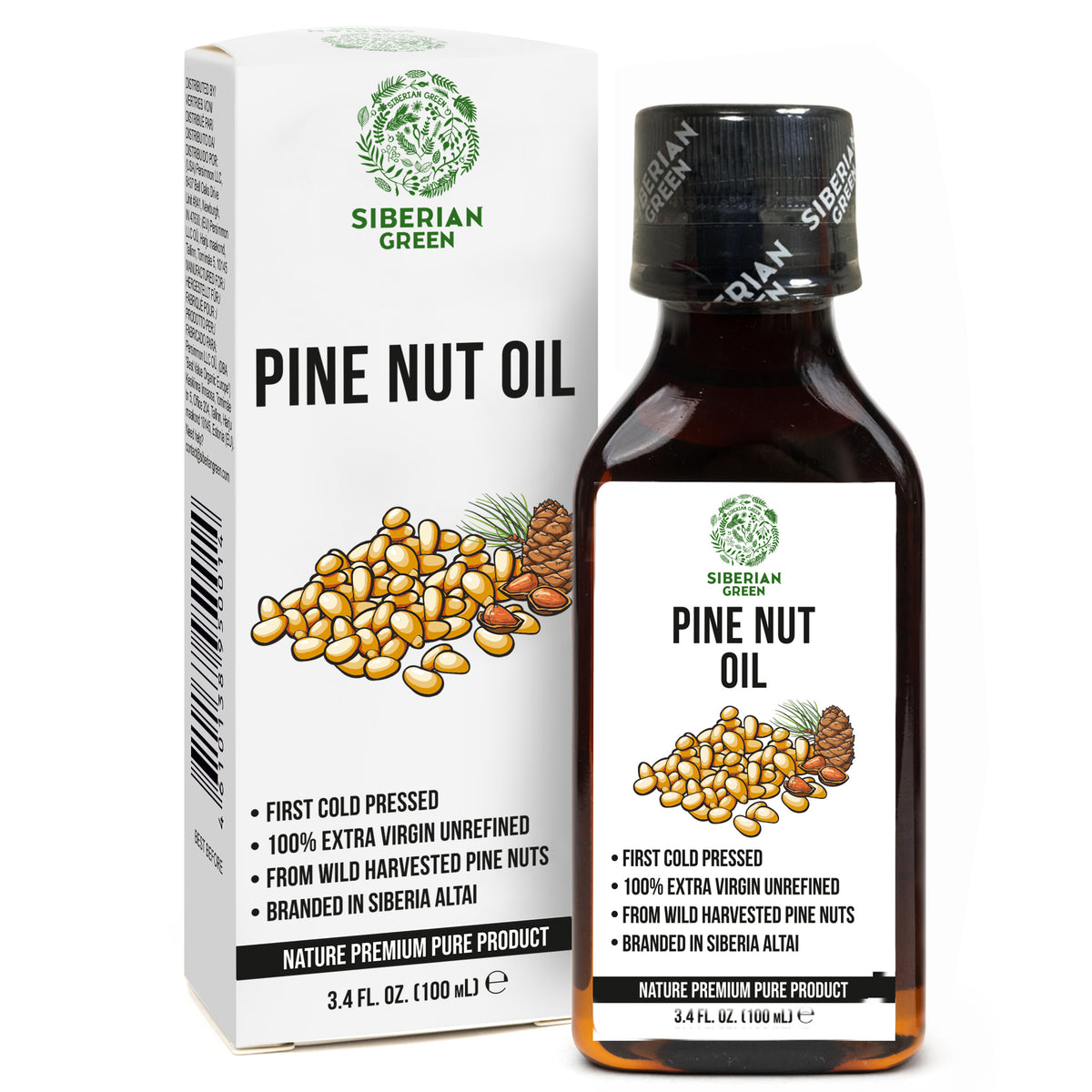 100% Siberian Pine Nut Oil Extra Virgin First Cold Pressed Premium 100ml 3.4oz