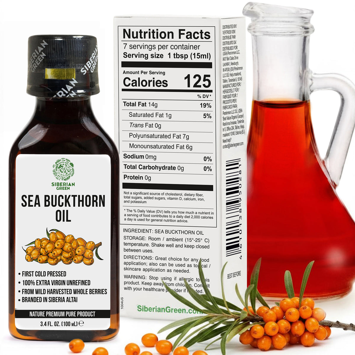 100% Siberian Sea Buckthorn Oil – Extra Virgin, Cold-Pressed | 100ml