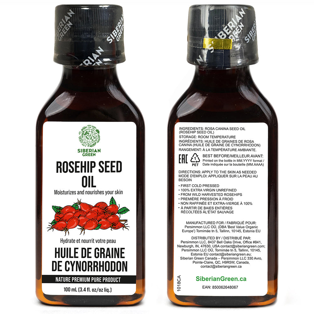 Siberian Green Wild Harvested Rosehip Seed Oil 100ml | Extra Virgin 100% Natural Skin and Wellness
