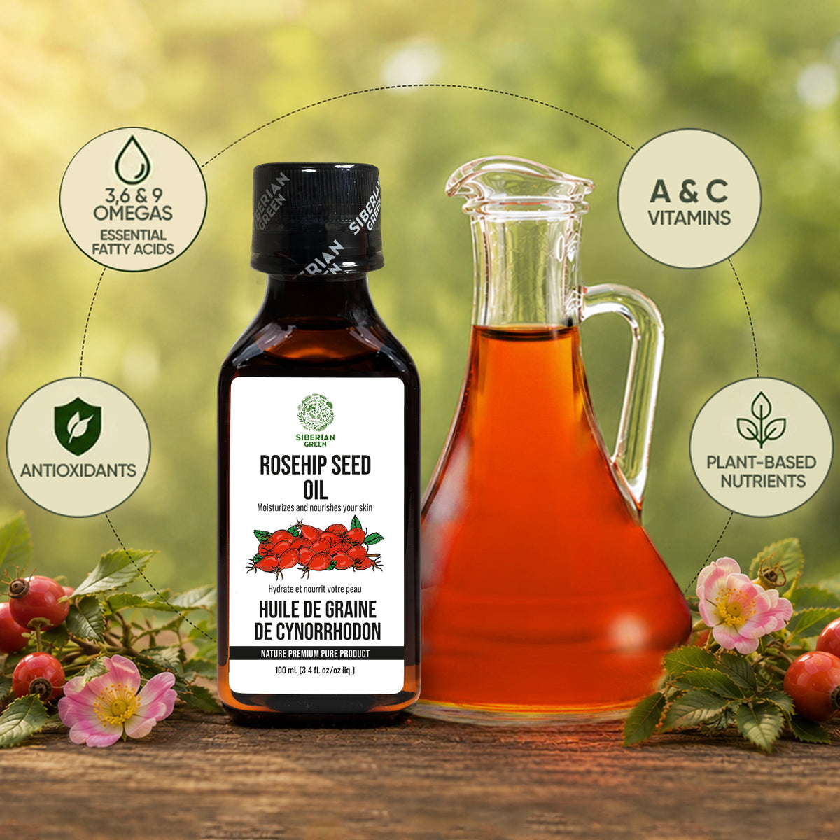 Siberian Green Rosehip Seed Oil 100 ml – Multi-Purpose Botanical Oil