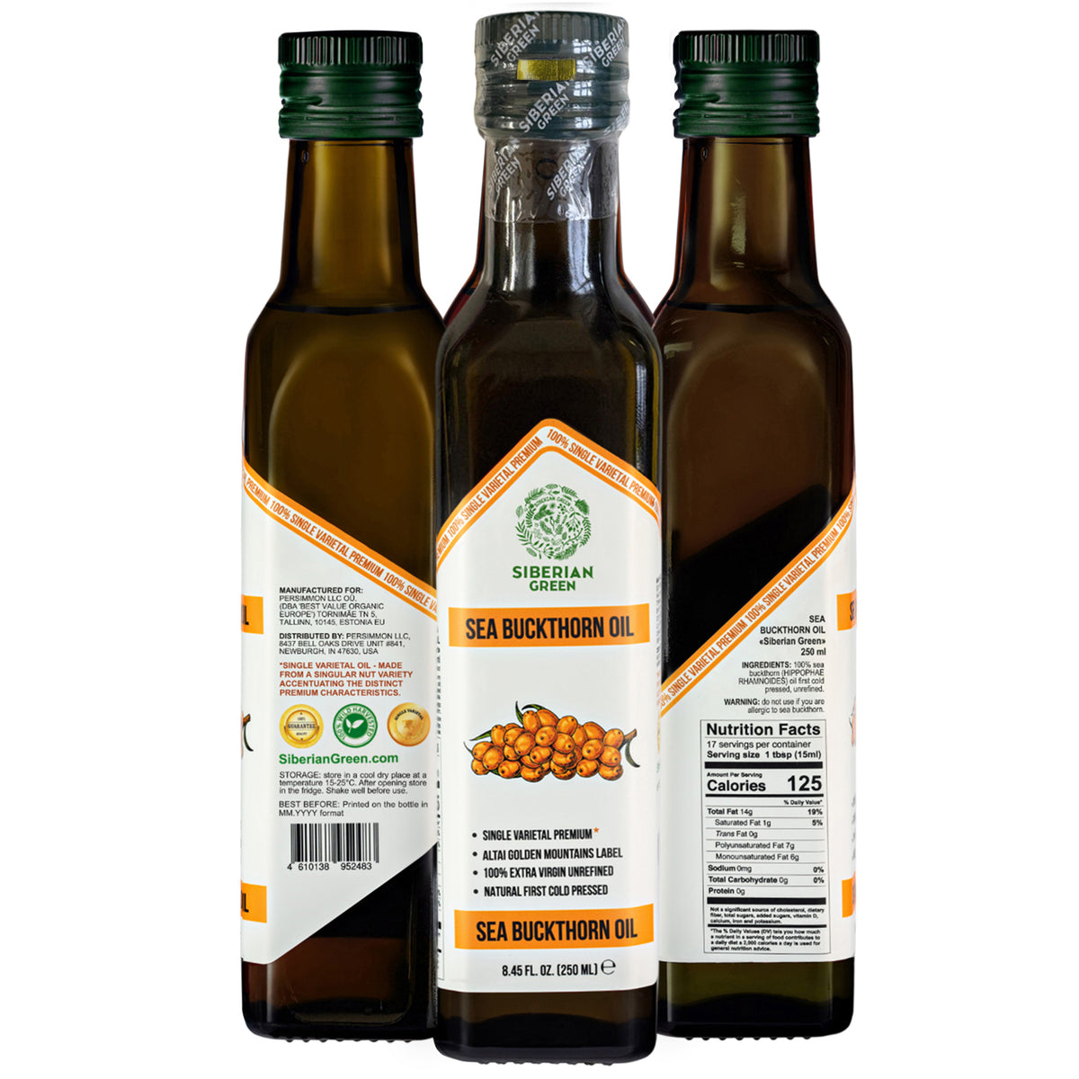 Organic Sea Buckthorn Oil – Cold Pressed 250ml Single Varietal Premium
