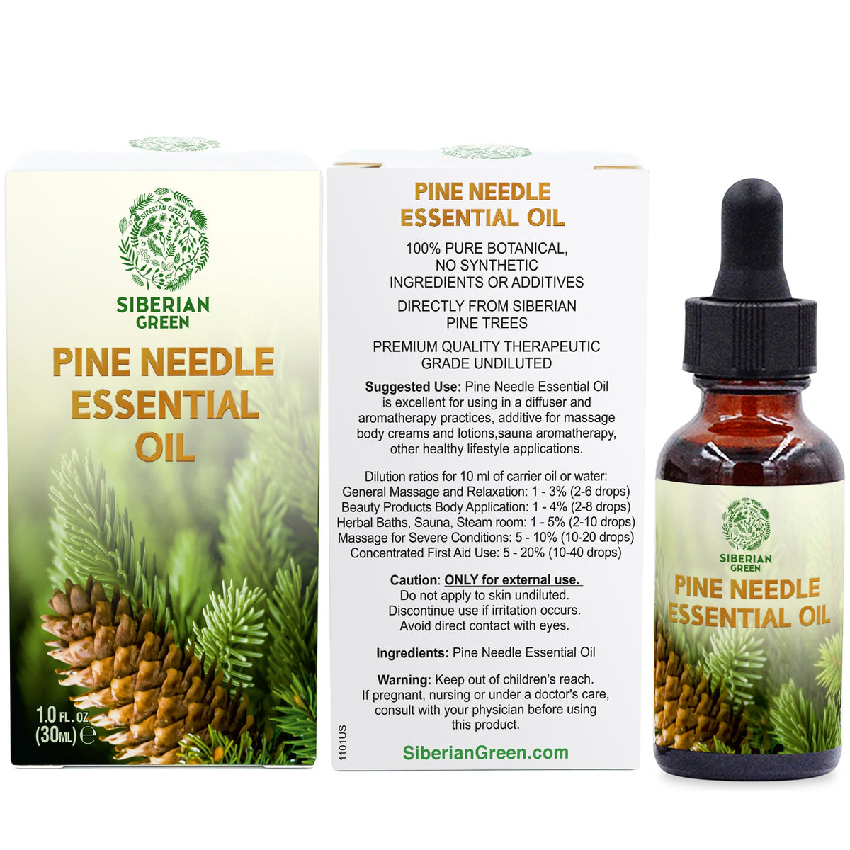 Siberian Pine Needle Essential Oil 30 ml – 100% Pure Undiluted Essential Oil for Diffuser, Sauna, Massage, Home Fragrance