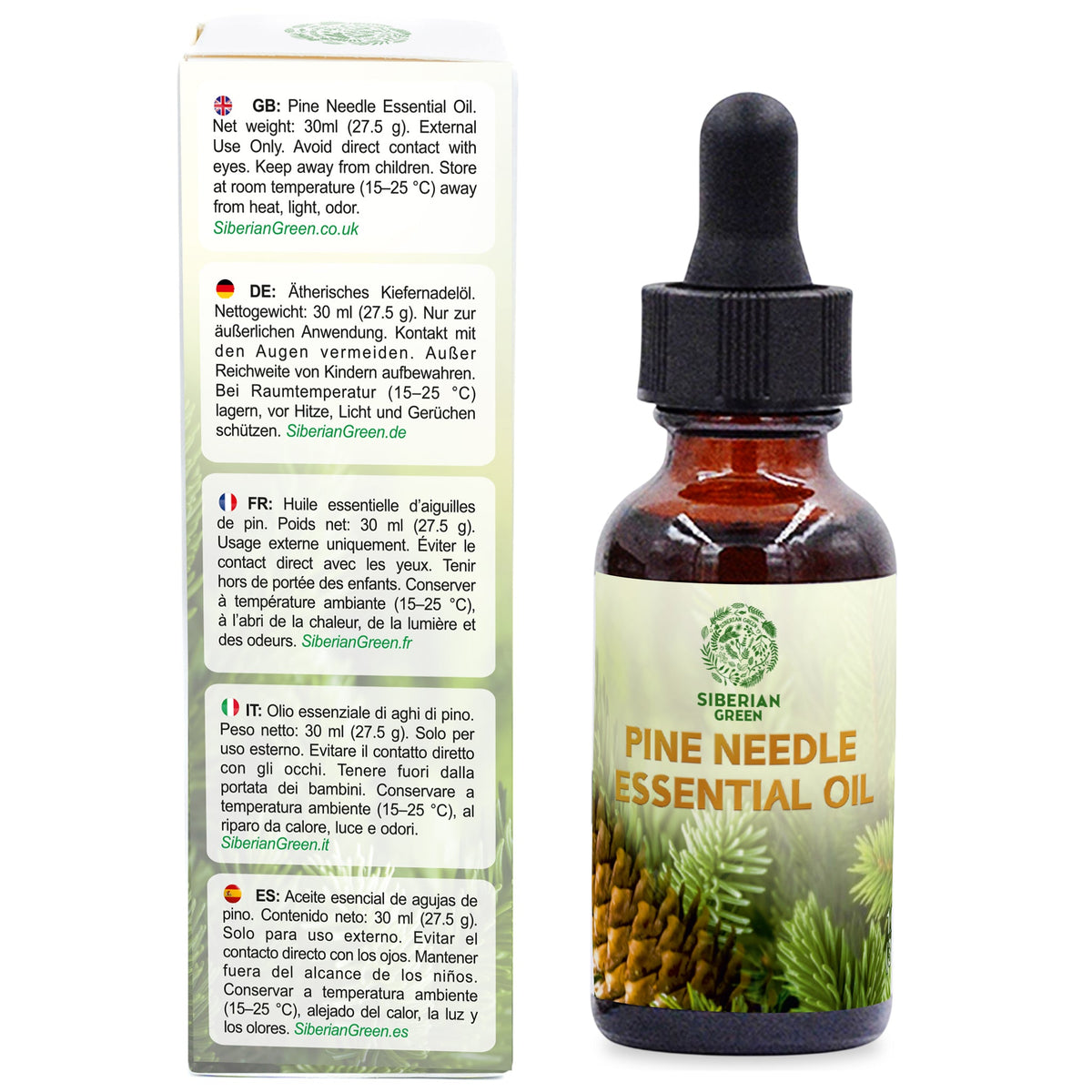 Siberian Pine Needle Essential Oil 30 ml – 100% Pure Undiluted Essential Oil for Diffuser, Sauna, Massage, Home Fragrance