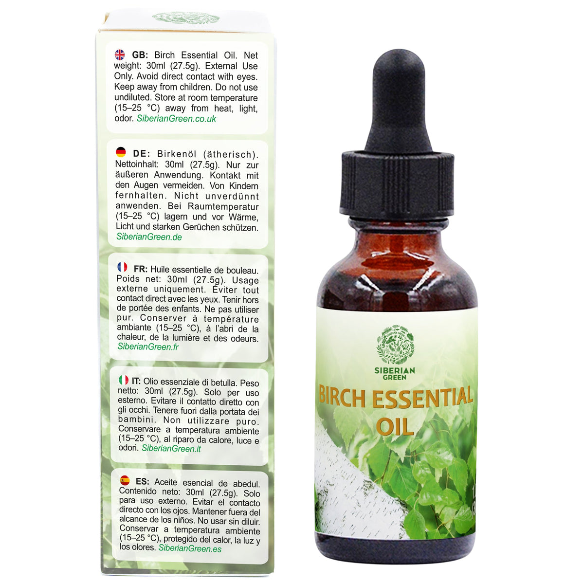 Siberian Birch Essential Oil 30 ml – Pure Birch Bark Oil for Aromatherapy, Sauna, Diffuser, Massage and Home Fragrance
