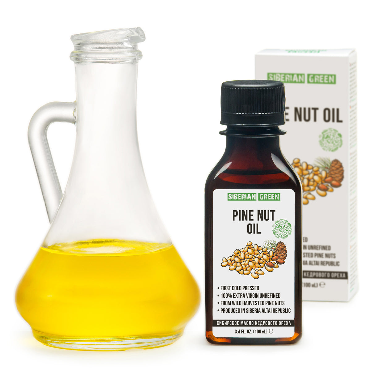 100% Siberian Pine Nut Oil Extra Virgin First Cold Pressed Premium 100ml 3.4oz