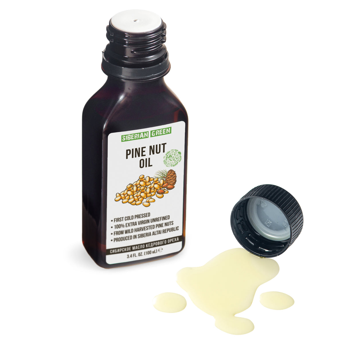 100% Siberian Pine Nut Oil Extra Virgin First Cold Pressed Premium 100ml 3.4oz