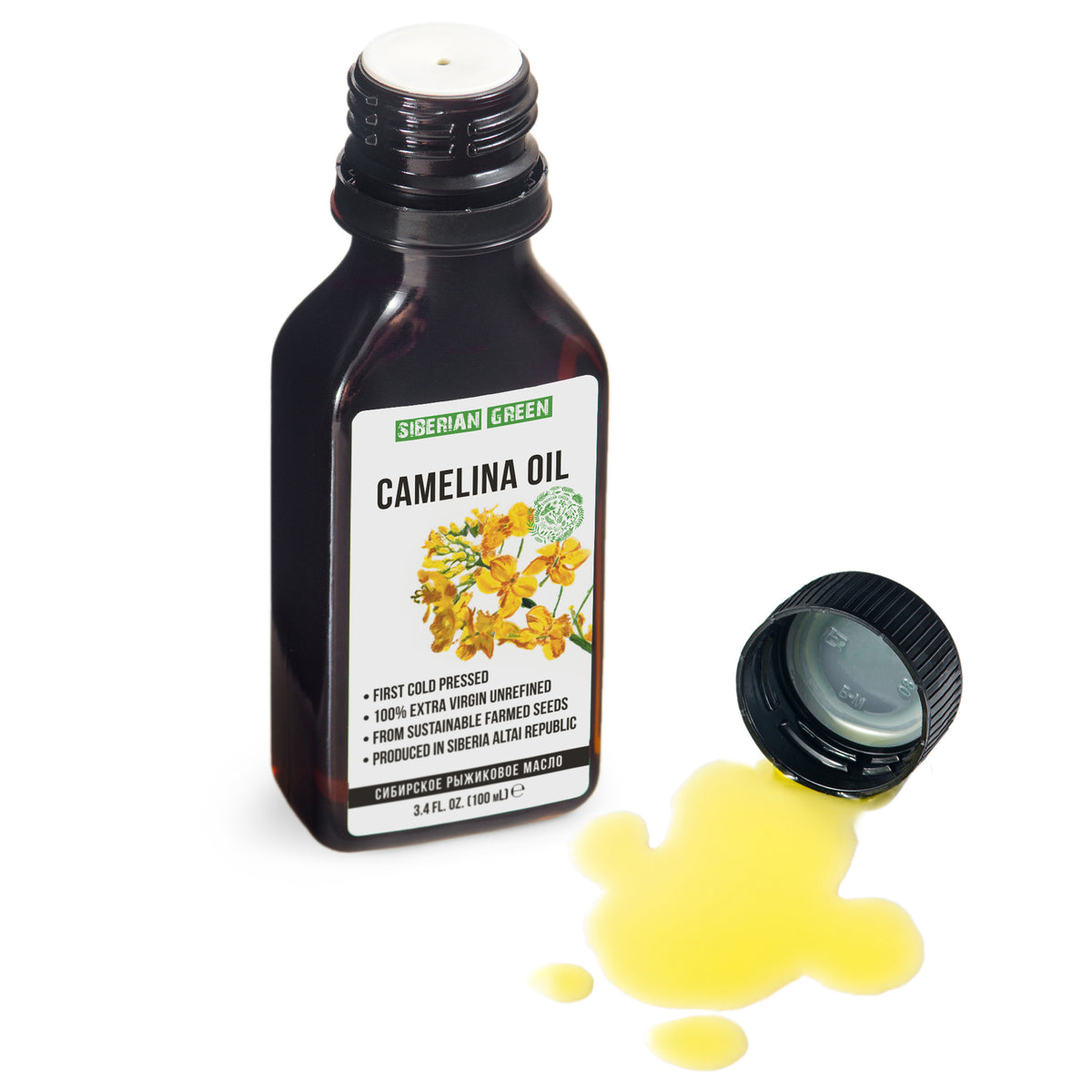 Huile de caméline de Sibérie | Extra Vierge Pressée à Froid 100 ml / 3,4 fl oz | Omega-3 Premium