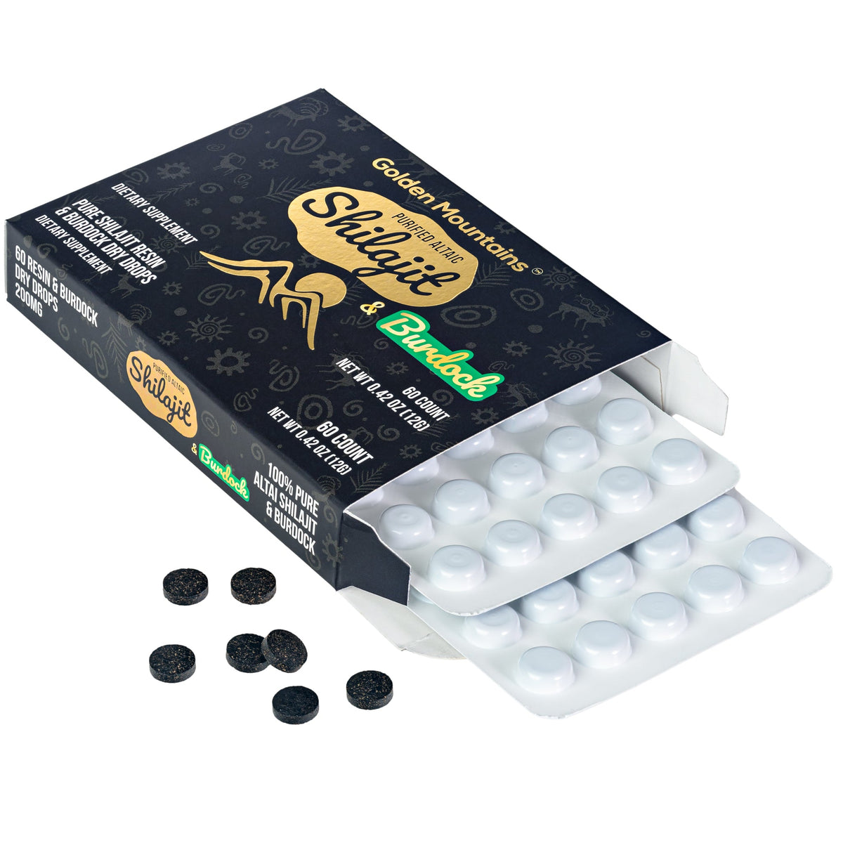 Siberian Green Pure Altai Shilajit Resin w Burdock Root Extract – 180 Dry Drops (3-Pack)