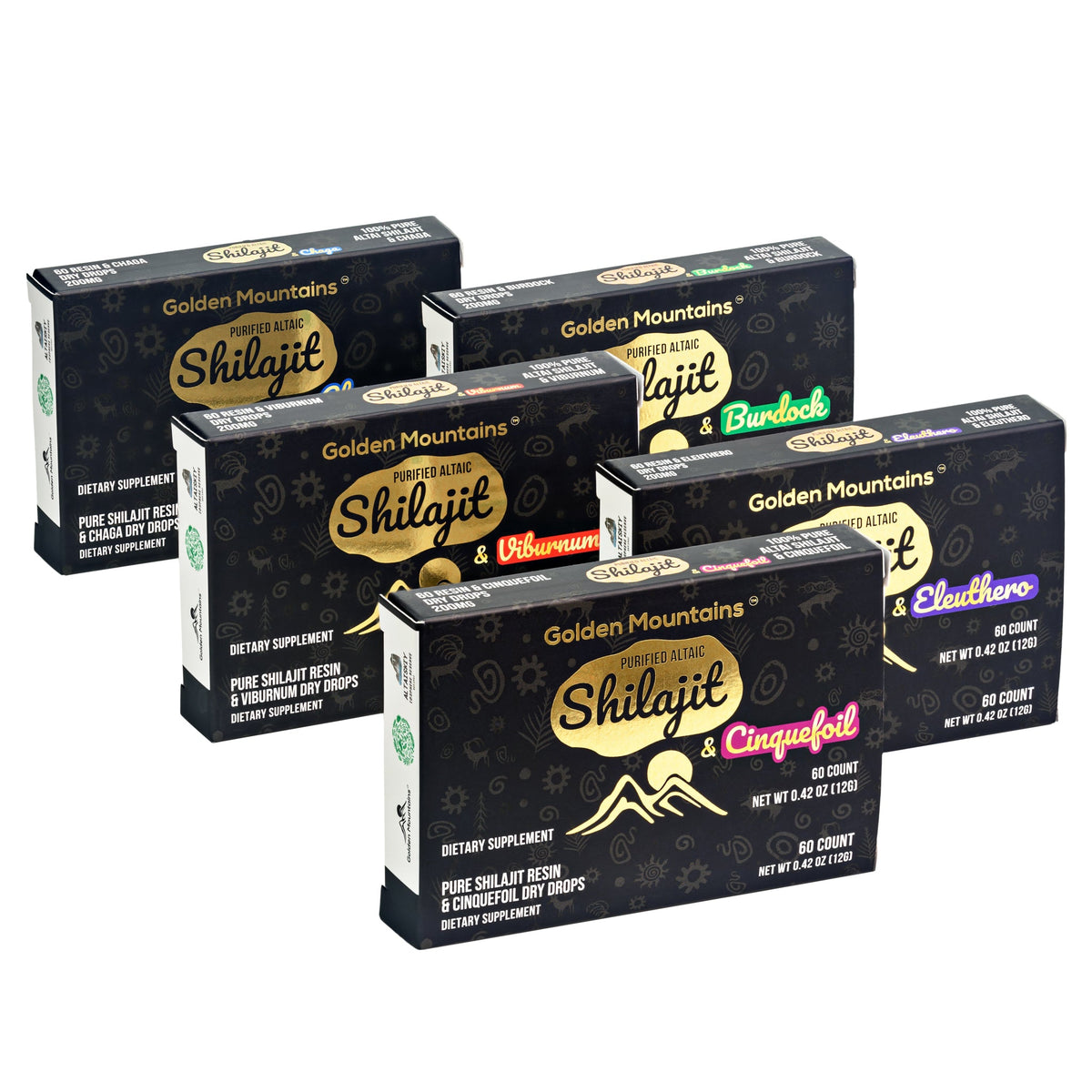 Siberian Green Pure Altai Shilajit Resin w Cinquefoil Herb Extract – 180 Dry Drops (3-Pack)