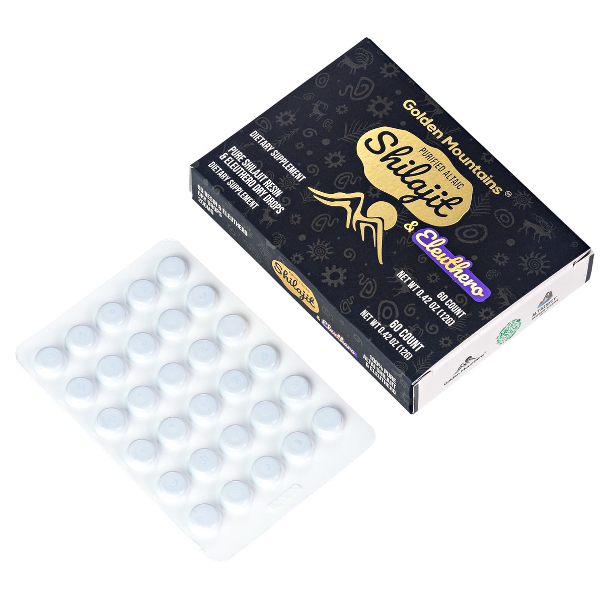 Siberian Green Pure Altai Shilajit Resin w Eleuthero Ginseng Extract – 180 Dry Drops (3-Pack)