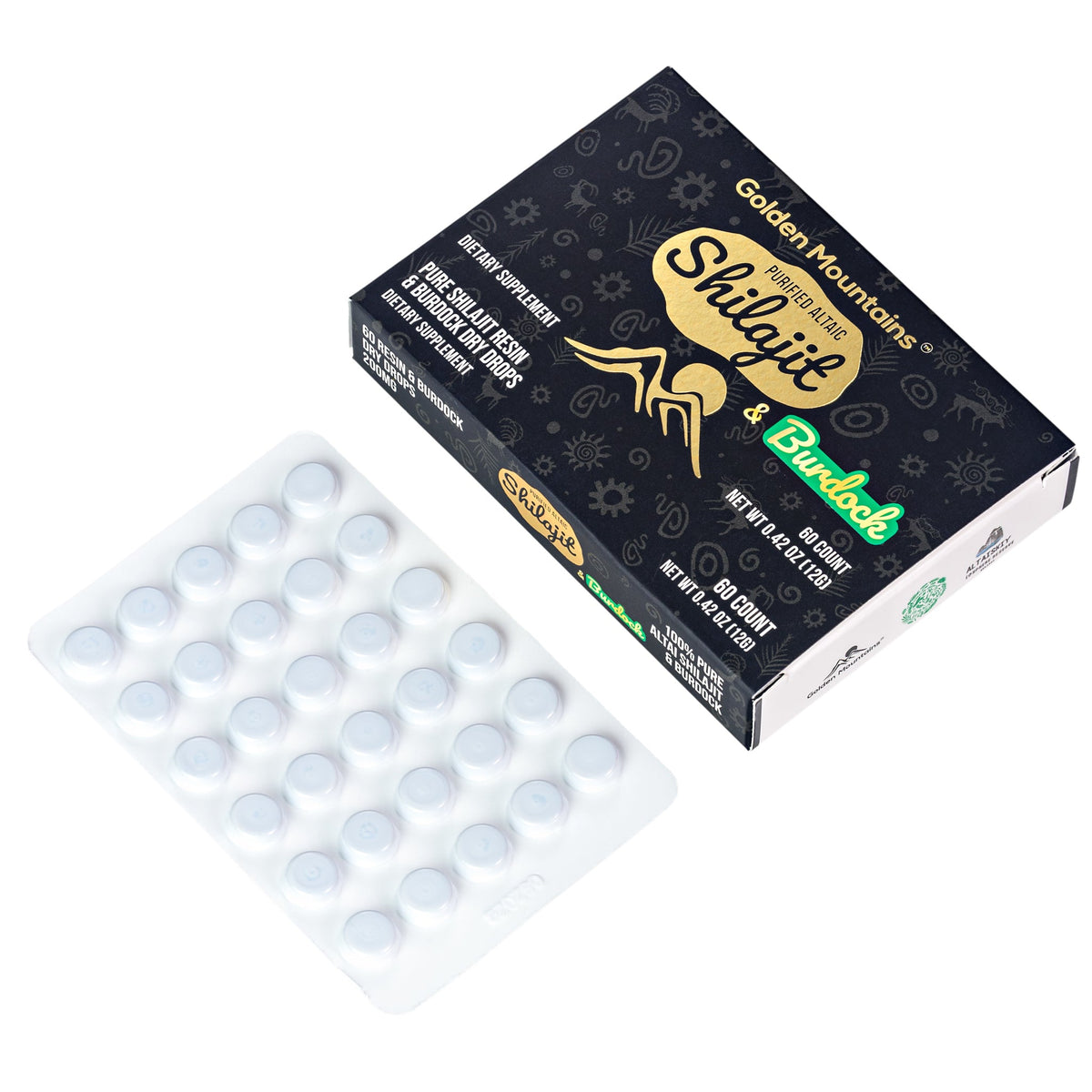 Siberian Green Pure Altai Shilajit Resin w Burdock Root Extract – 180 Dry Drops (3-Pack)