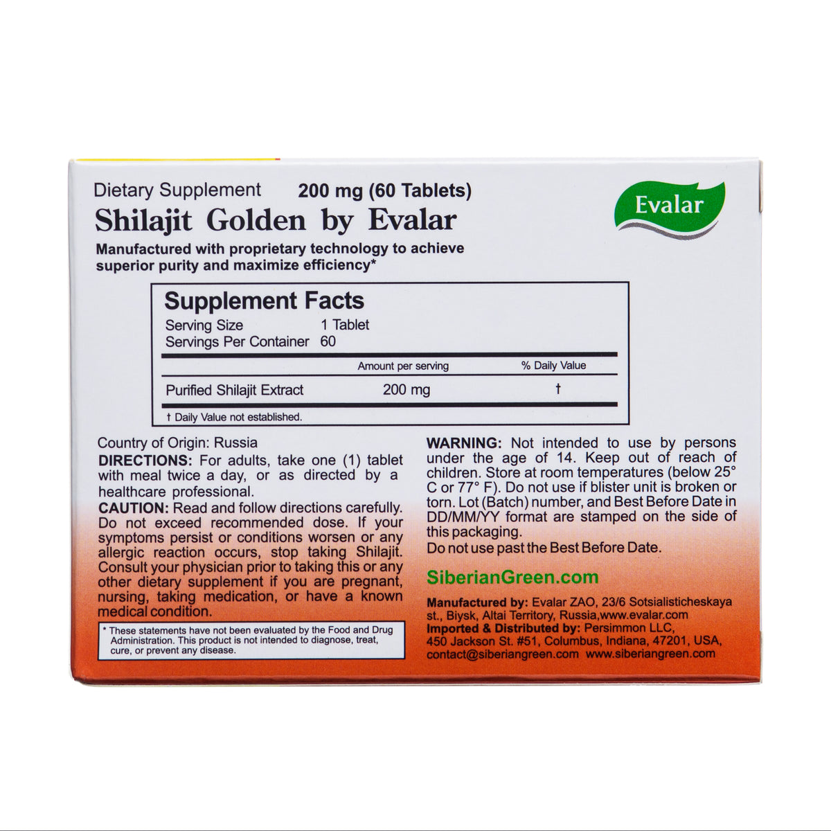 Evalar Shilajit Gold Mumijo Resin – 60 Capsules