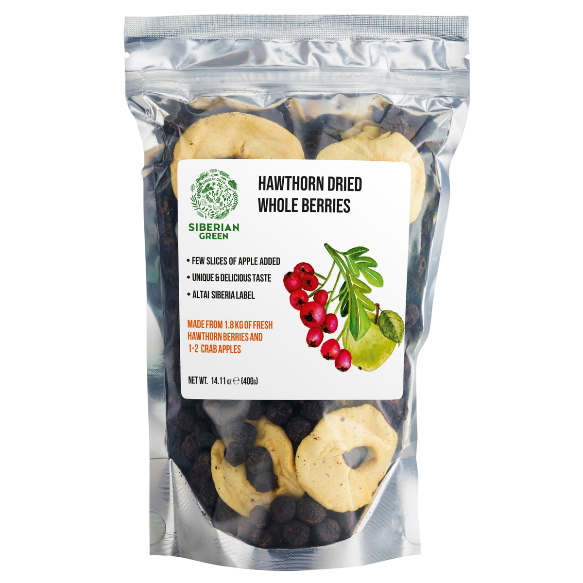 Baies séchées d'aubépine rouge entières 400 g (14,11 oz) Crataegus Sanguinea récolté à l'état sauvage de l'Altaï