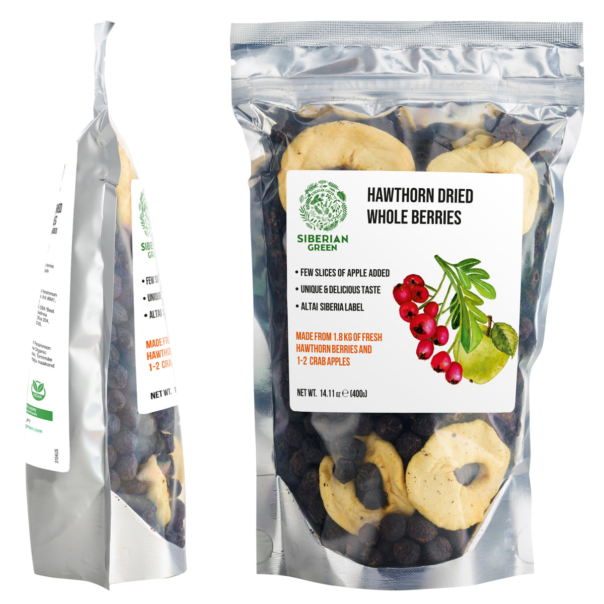Baies séchées d'aubépine rouge entières 400 g (14,11 oz) Crataegus Sanguinea récolté à l'état sauvage de l'Altaï