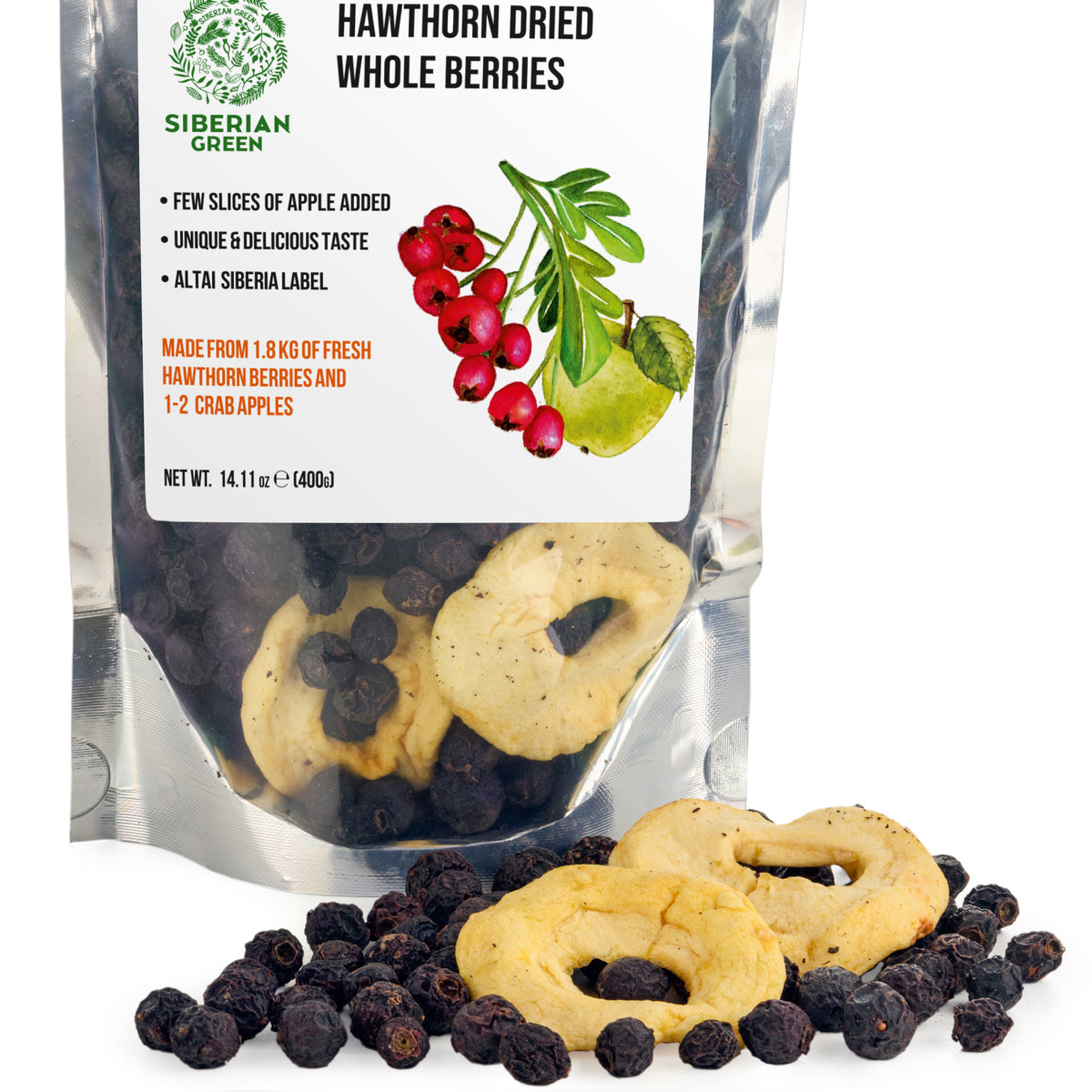Baies séchées d'aubépine rouge entières 400 g (14,11 oz) Crataegus Sanguinea récolté à l'état sauvage de l'Altaï