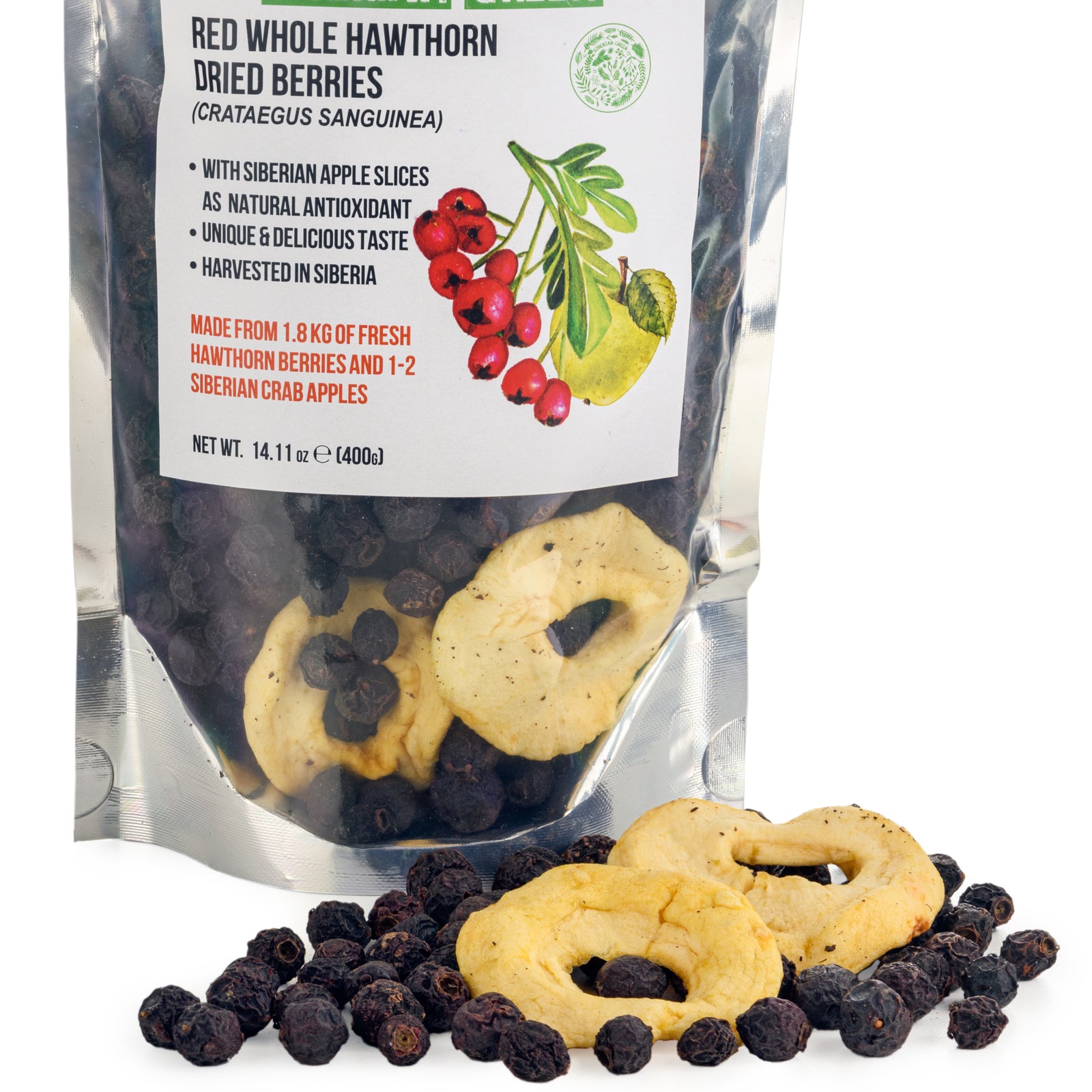 Whole Red Hawthorn Dried Berries with Apple Slices 