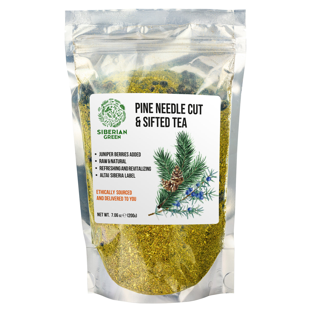 Thé à l'aiguille de pin en poudre libre 200 g (7,05 oz) de pin blanc Pinus Sibirica récolté à l'état sauvage