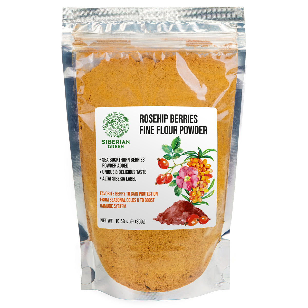 Pure Siberian Rose Hips & Sea Buckthorn Powder – 300g for Immunity and Vitality