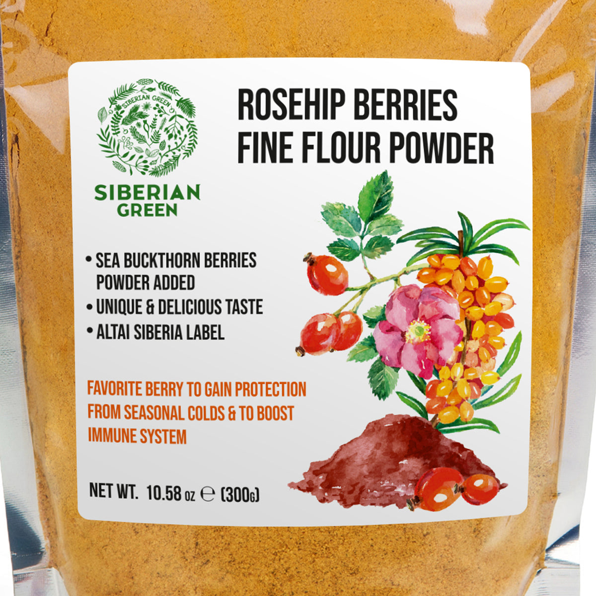 Pure Siberian Rose Hips & Sea Buckthorn Powder – 300g for Immunity and Vitality