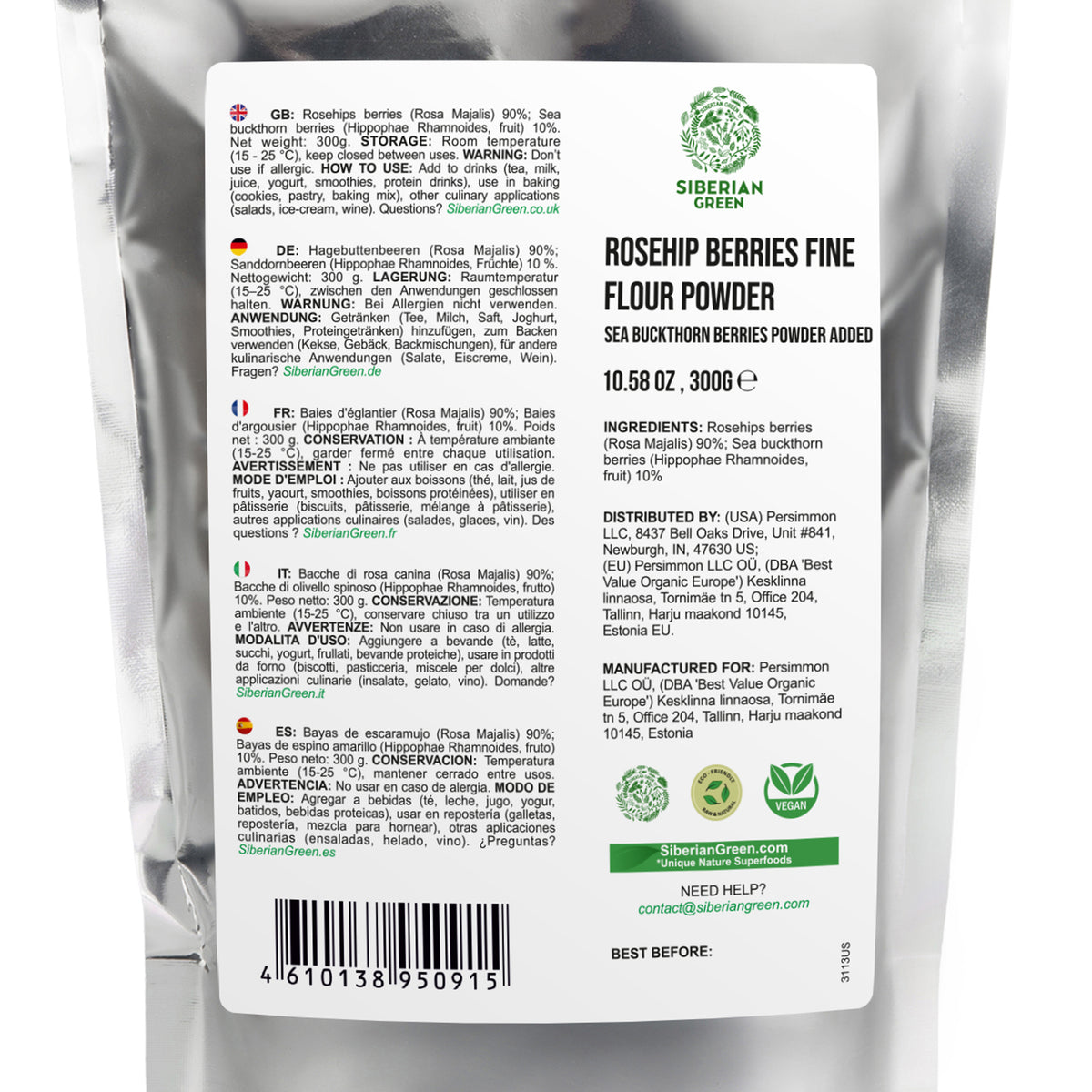 Pure Siberian Rose Hips & Sea Buckthorn Powder – 300g for Immunity and Vitality