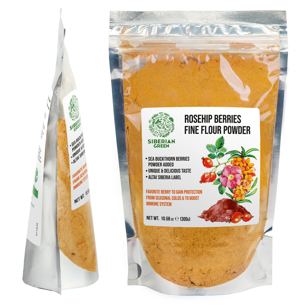 Pure Siberian Rose Hips & Sea Buckthorn Powder – 300g for Immunity and Vitality
