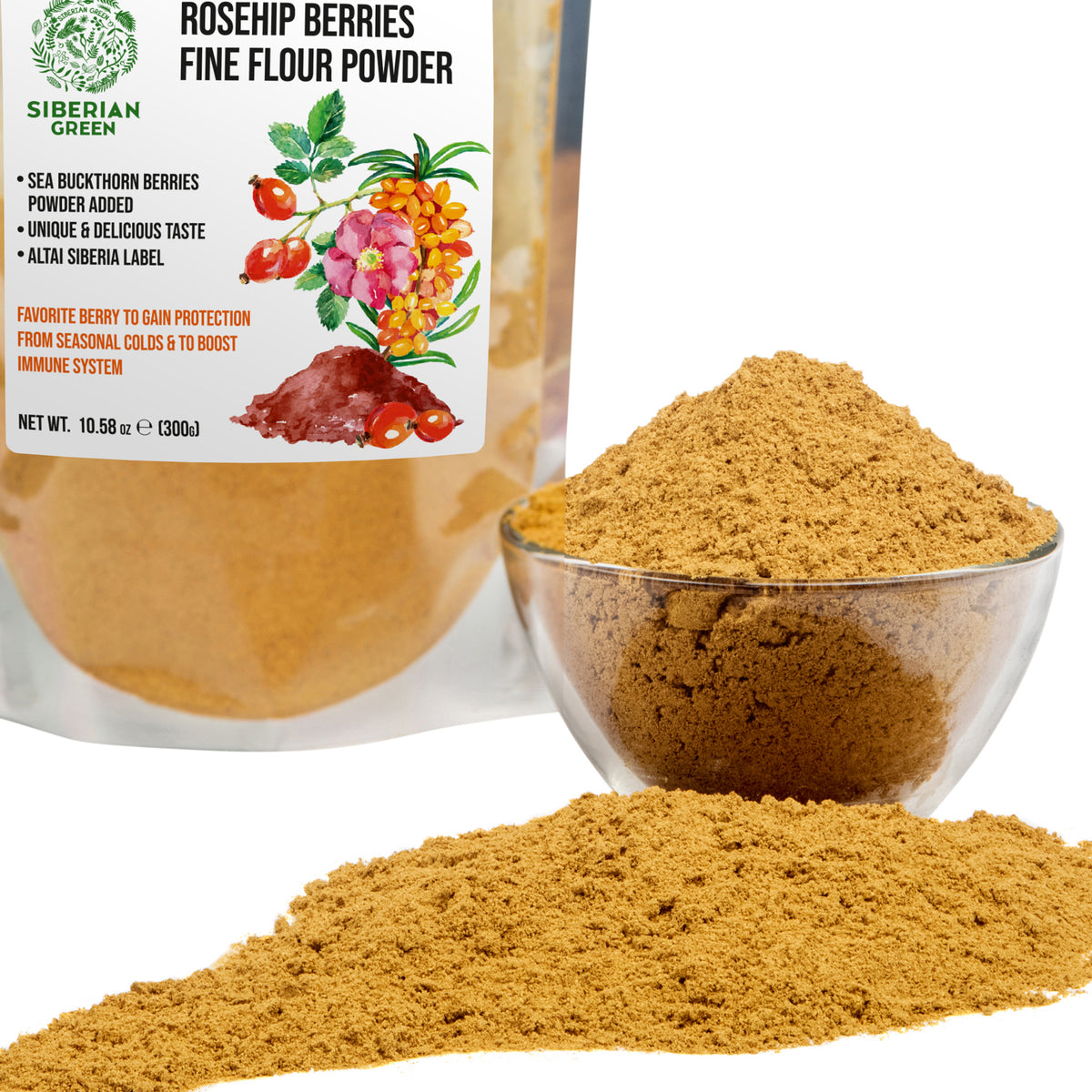 Pure Siberian Rose Hips & Sea Buckthorn Powder – 300g for Immunity and Vitality
