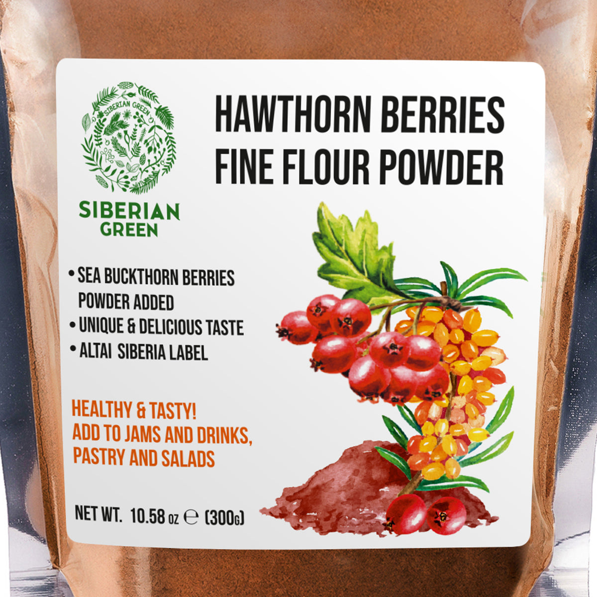 Siberian Hawthorn Powder with Sea Buckthorn – 300 g