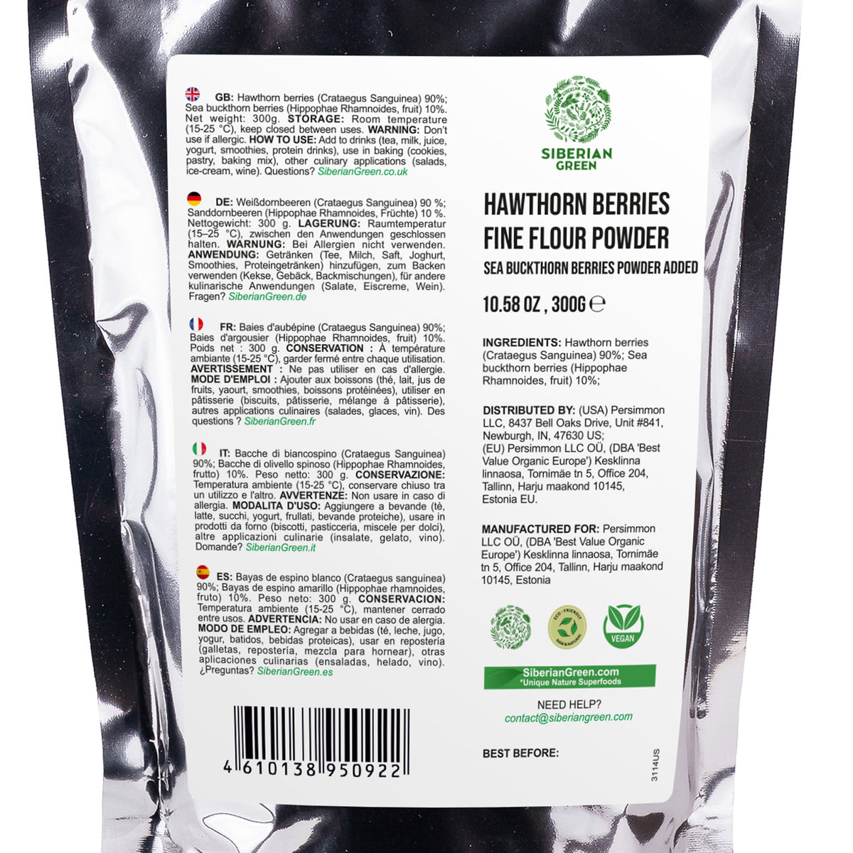 Siberian Hawthorn Powder with Sea Buckthorn – 300 g