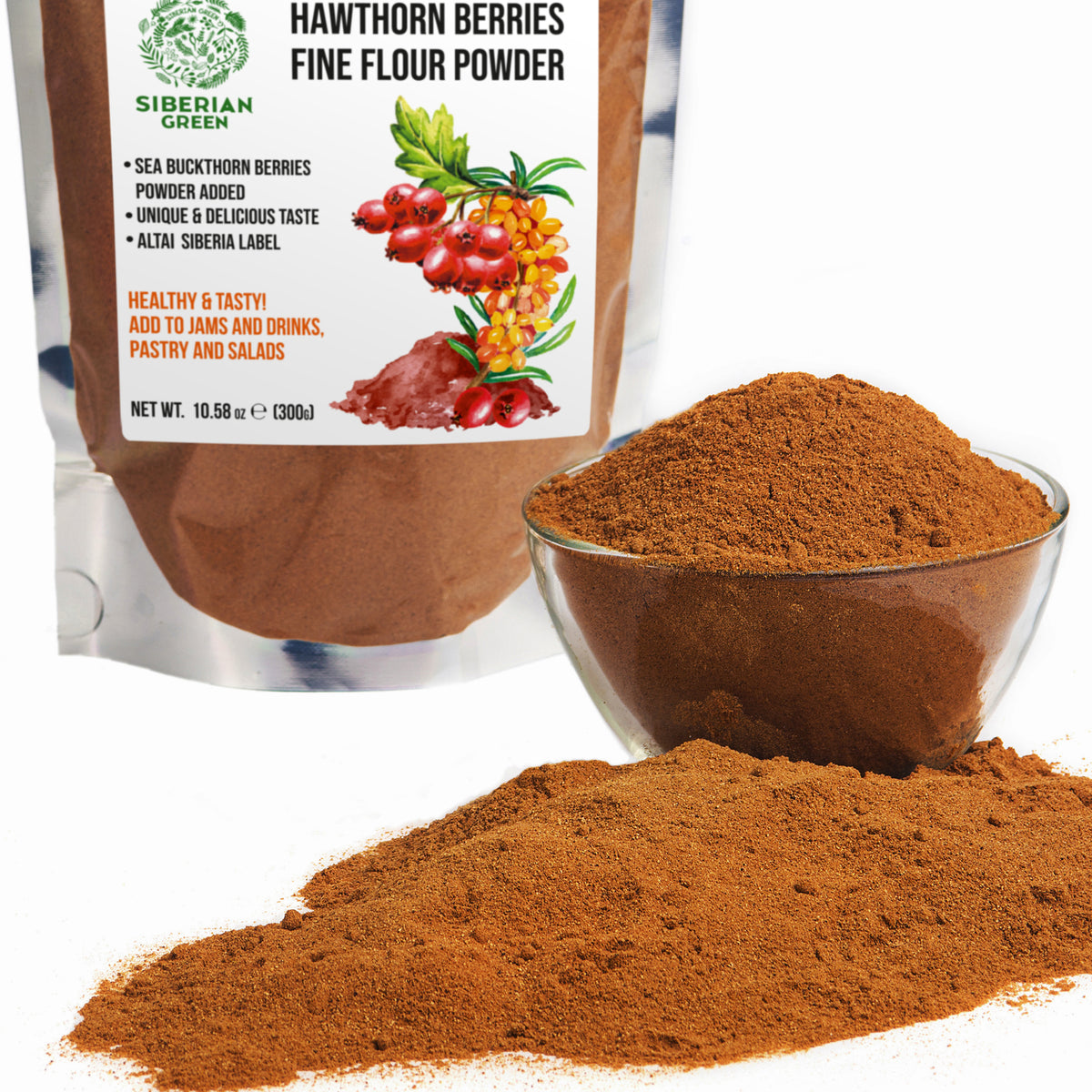Siberian Hawthorn Powder with Sea Buckthorn – 300 g