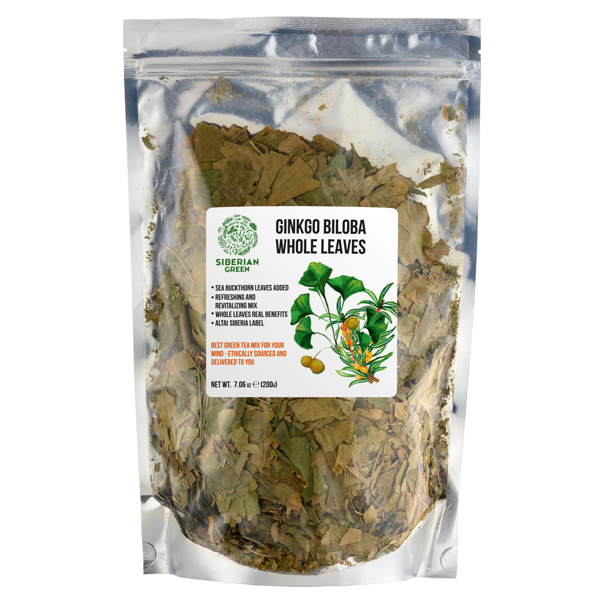 Organic Ginkgo Biloba Leaf Tea with Sea Buckthorn – 200g
