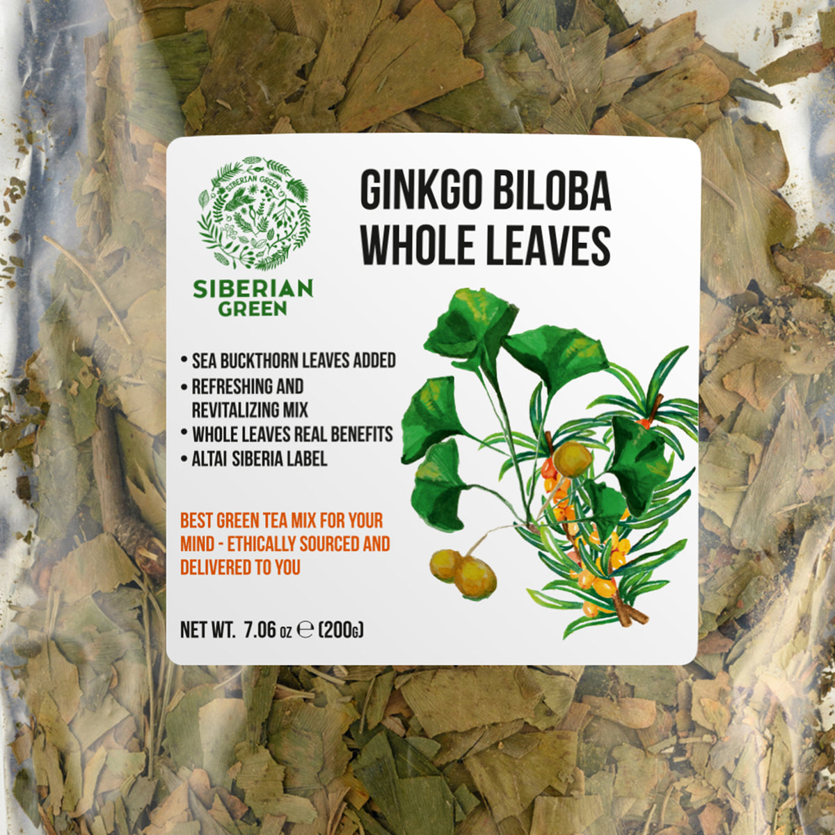 Organic Ginkgo Biloba Leaf Tea with Sea Buckthorn – 200g