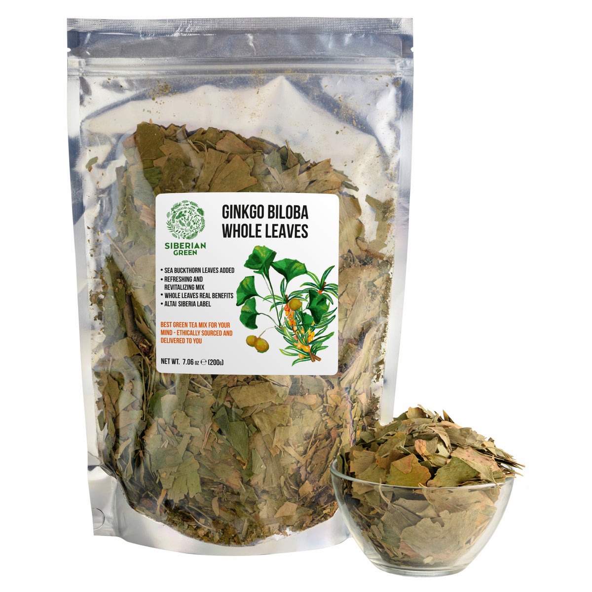 Organic Ginkgo Biloba Leaf Tea with Sea Buckthorn – 200g