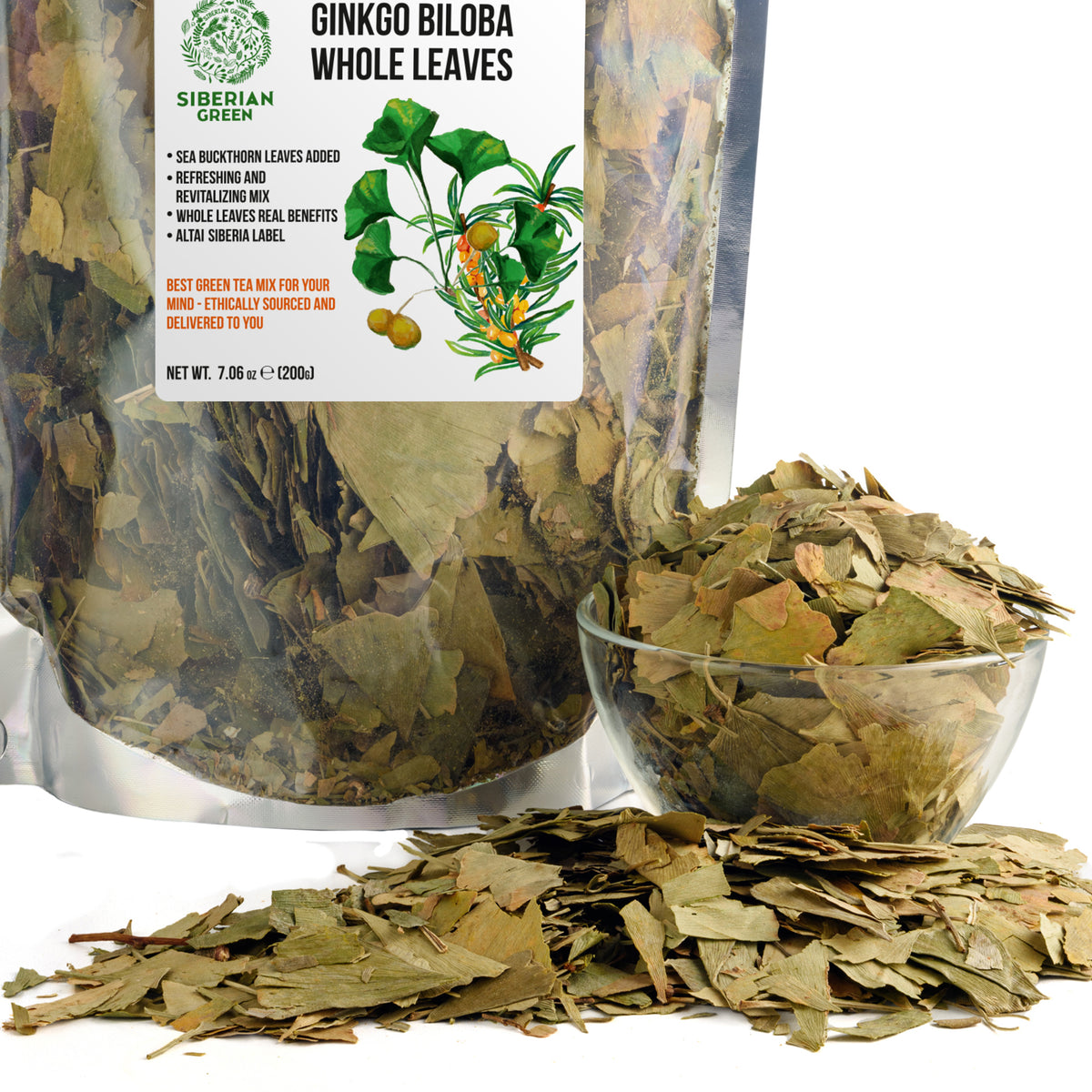 Organic Ginkgo Biloba Leaf Tea with Sea Buckthorn – 200g