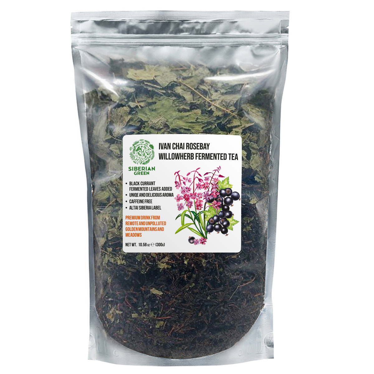 Thé vert sibérien Ivan 300 g (10,58 oz) Feuilles fermentées en vrac récoltées à l'état sauvage dans les montagnes de l'Altaï Ivan-Chai