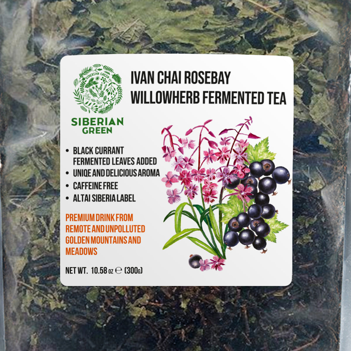 Thé vert sibérien Ivan 300 g (10,58 oz) Feuilles fermentées en vrac récoltées à l'état sauvage dans les montagnes de l'Altaï Ivan-Chai