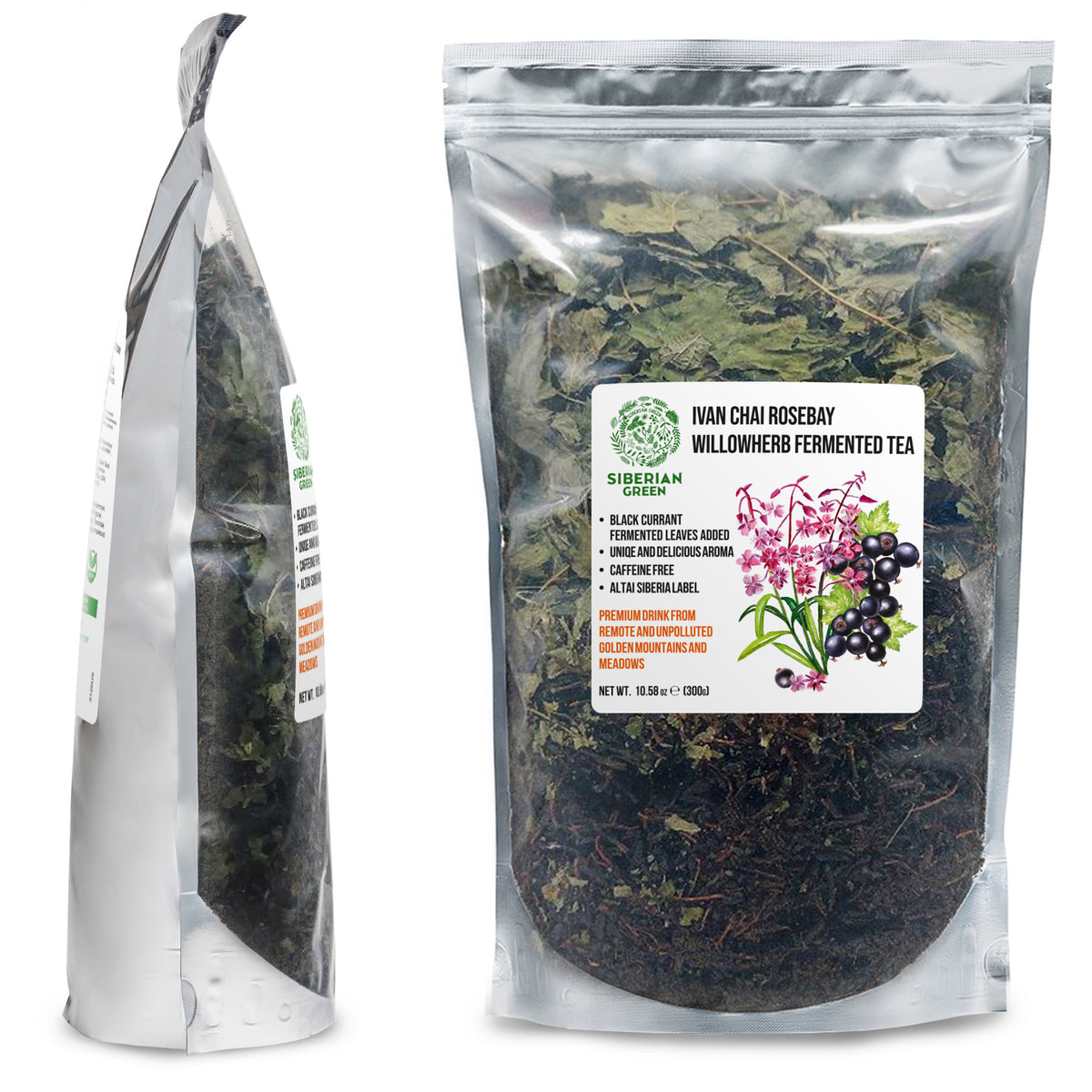 Thé vert sibérien Ivan 300 g (10,58 oz) Feuilles fermentées en vrac récoltées à l'état sauvage dans les montagnes de l'Altaï Ivan-Chai