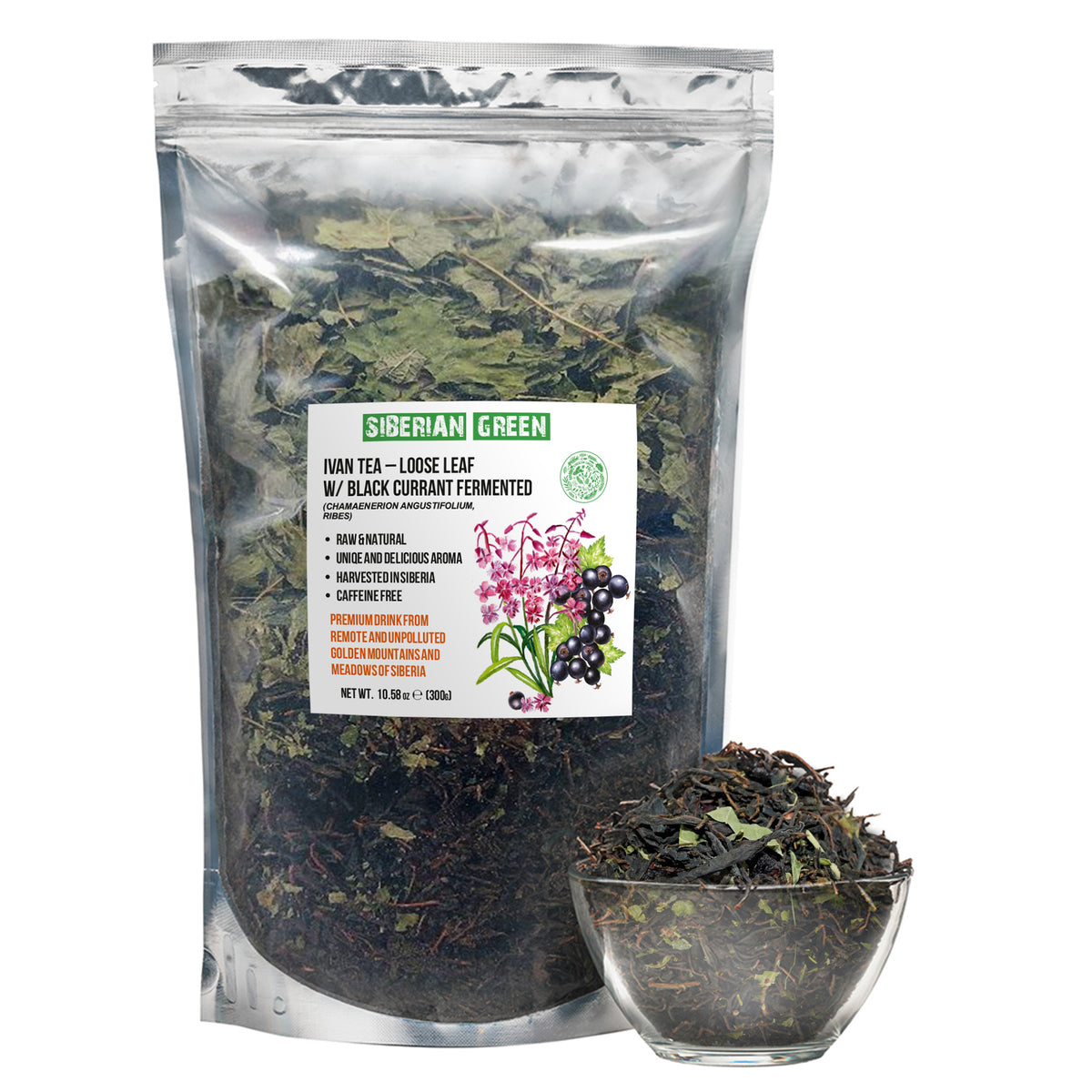 Siberian Fermented Loose Leaf Tea – Ivan Tea with Black Currant – 300g