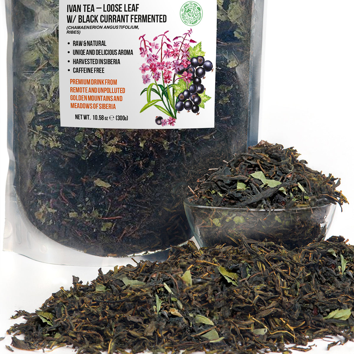 Siberian Fermented Loose Leaf Tea – Ivan Tea with Black Currant – 300g