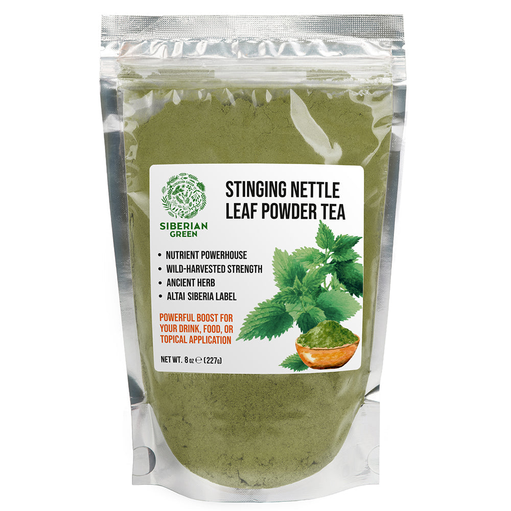Siberian Green Stinging Nettle Leaf Powder Tea (Urtica dioica) – 8 oz (227 g) Vegan Herbal Powder, Non-GMO Green Superfood Drinks and Daily Wellness