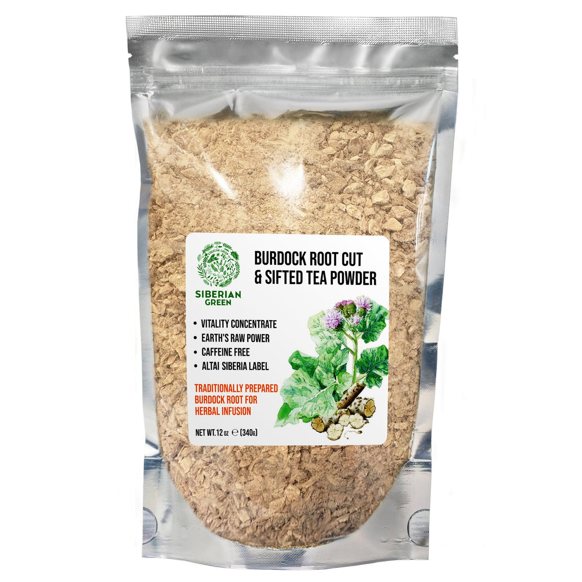 Siberian Green Burdock Root Tea Powder Canada 340 g Herbal Cut Sifted Natural Detox Tea for Skin Wellness Digestive Support
