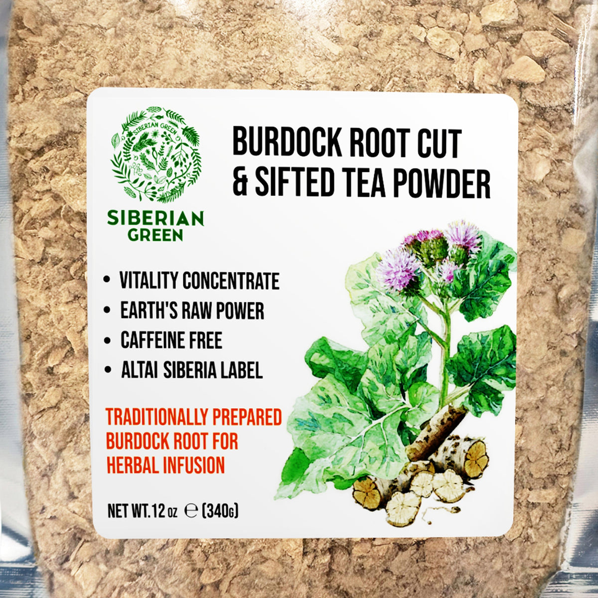 Siberian Green Burdock Root Tea Powder Canada 340 g Herbal Cut Sifted Natural Detox Tea for Skin Wellness Digestive Support