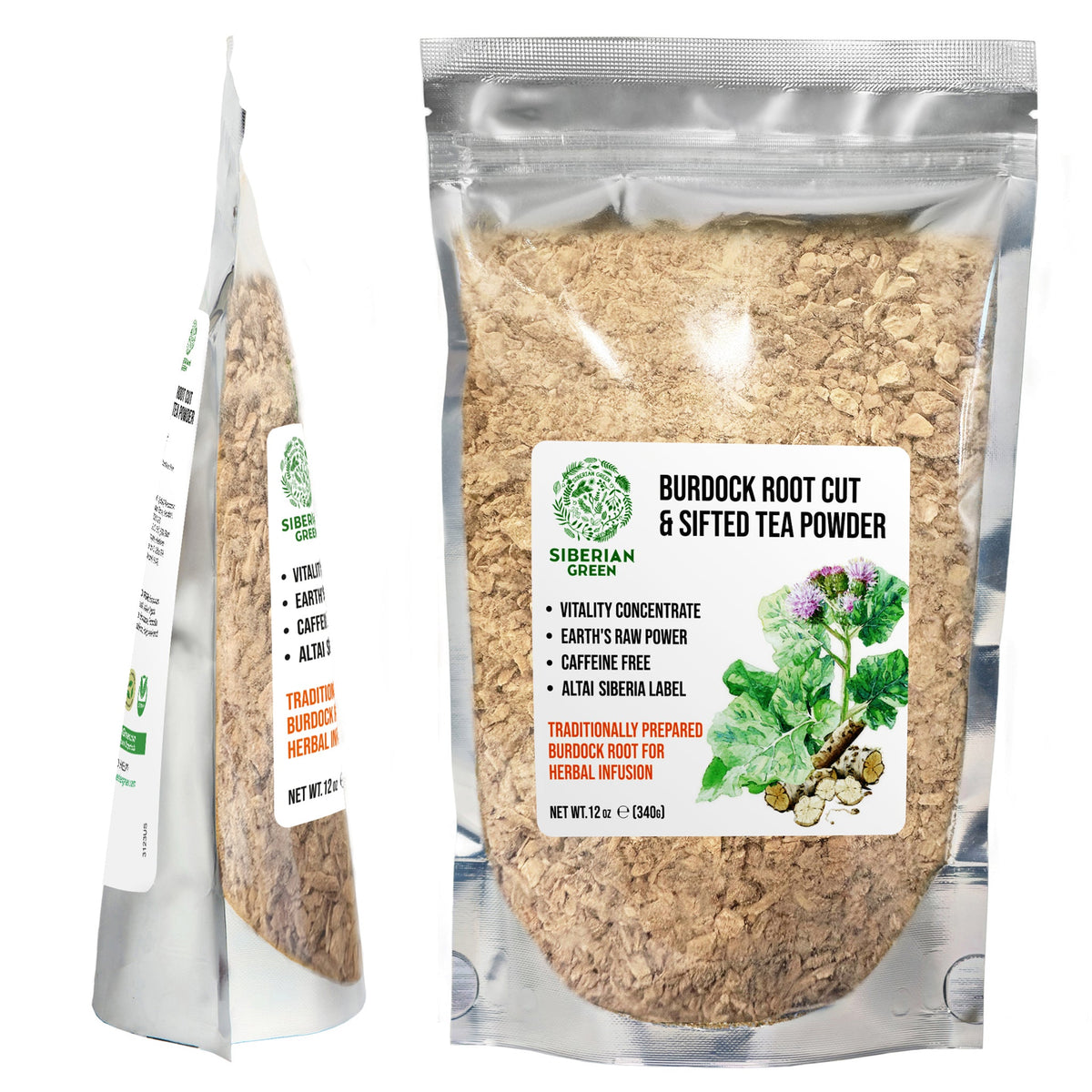 Siberian Green Burdock Root Tea Powder Canada 340 g Herbal Cut Sifted Natural Detox Tea for Skin Wellness Digestive Support