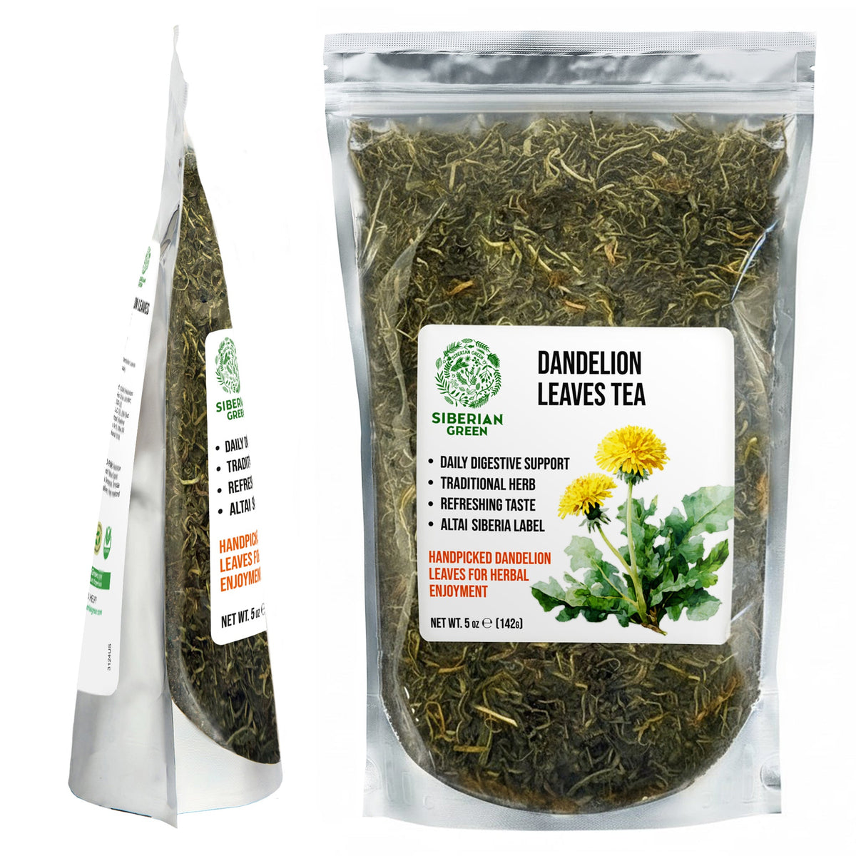 Siberian Green Dandelion Leaf Tea – Caffeine-Free Wellness Infusion, Nutrient-Rich Loose Leaf, 142 g