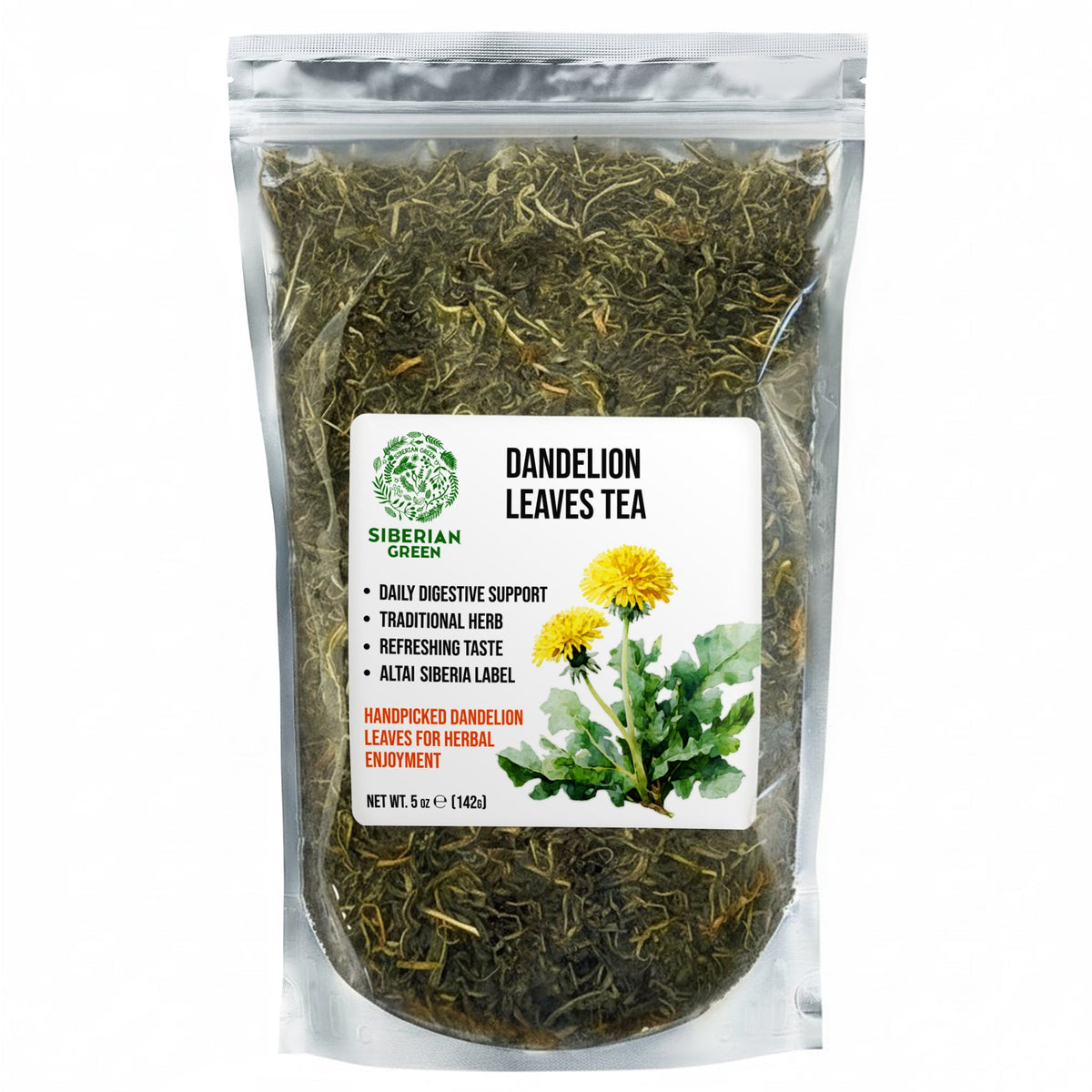 Siberian Green Dandelion Leaf Tea – Caffeine-Free Wellness Infusion, Nutrient-Rich Loose Leaf, 142 g