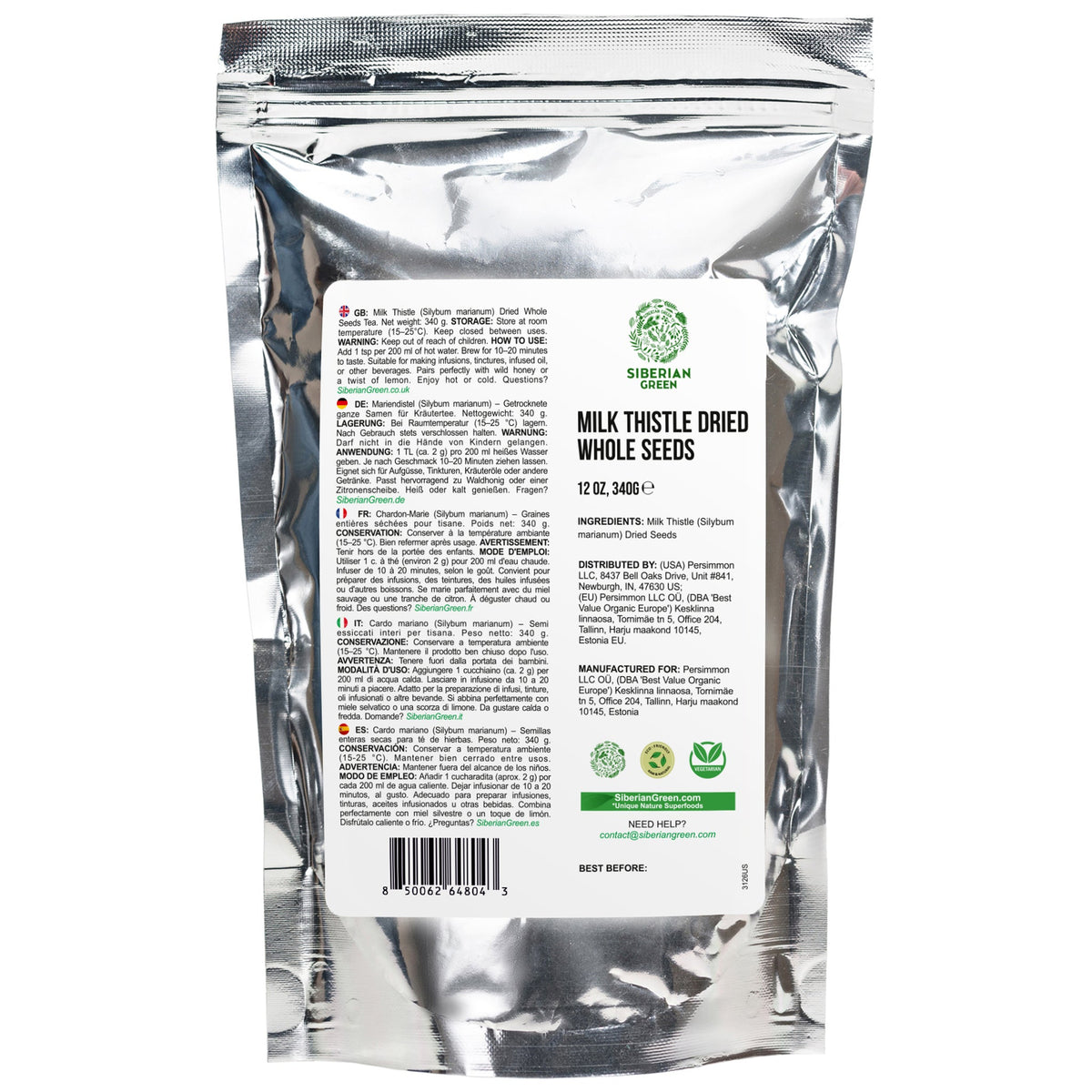 Siberian Green Milk Thistle Seeds Tea Canada Liver Support Antioxidant Rich Silybum Marianum 340 g